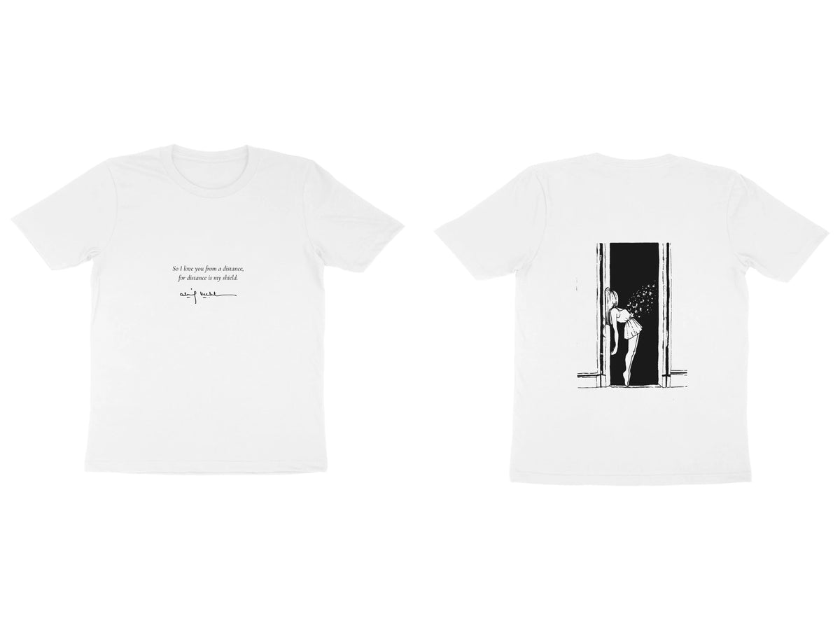 Doorway Tee – Poem front, sketch back – White (front and back)