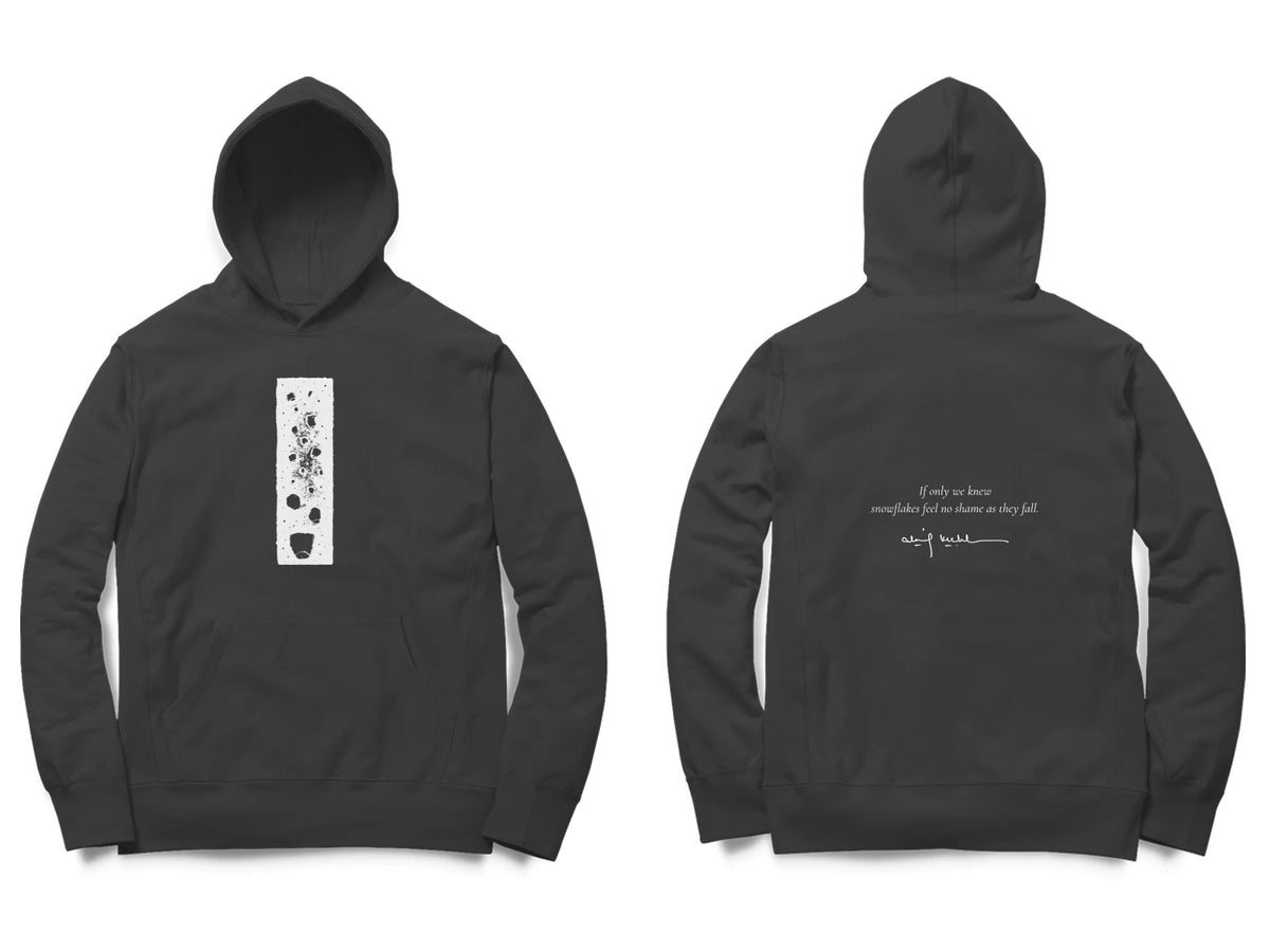 Falling Stars Hoodie – Sketch front, poem back – Black (front and back)