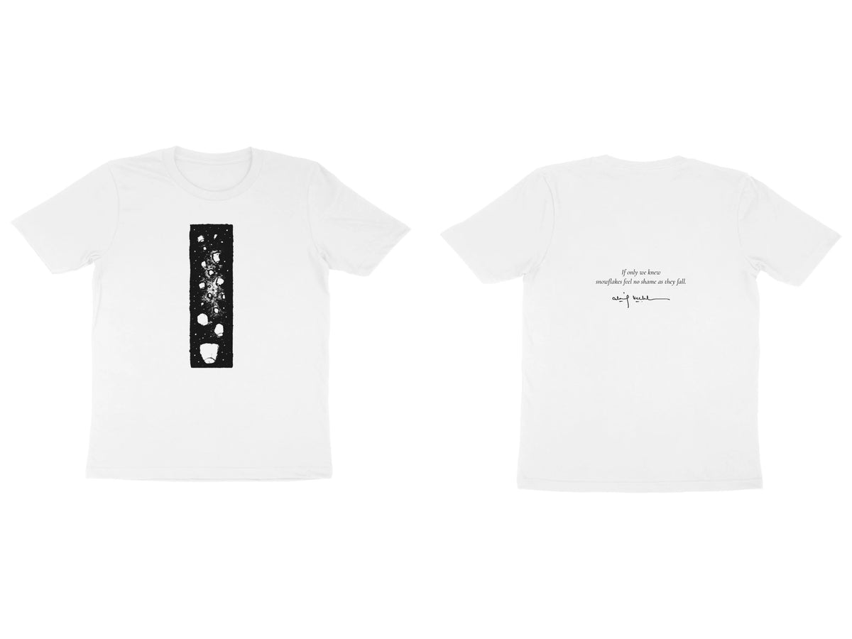 Falling Stars Tee – Sketch front, poem back – White (front and back)