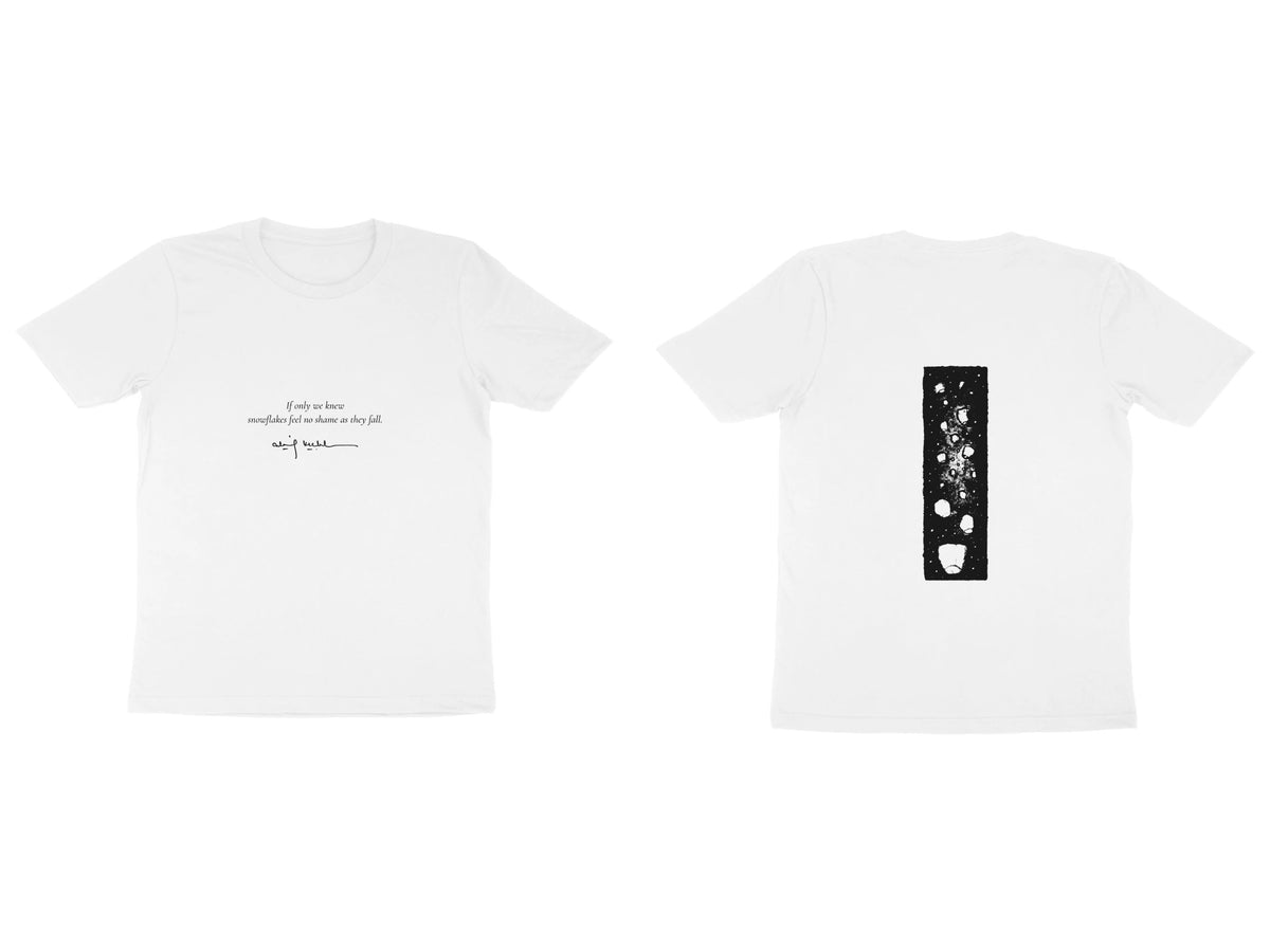 Falling Stars Tee – Poem front, sketch back – White (front and back)