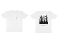 Forest Tee – Ak logo front, sketch + poem back – White (front and back)