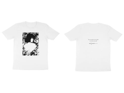 Girl in Bloom Tee – Sketch front, poem back – White (front and back)