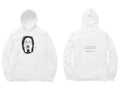 Hidden Face Hoodie – Sketch front, poem back – White (front and back)