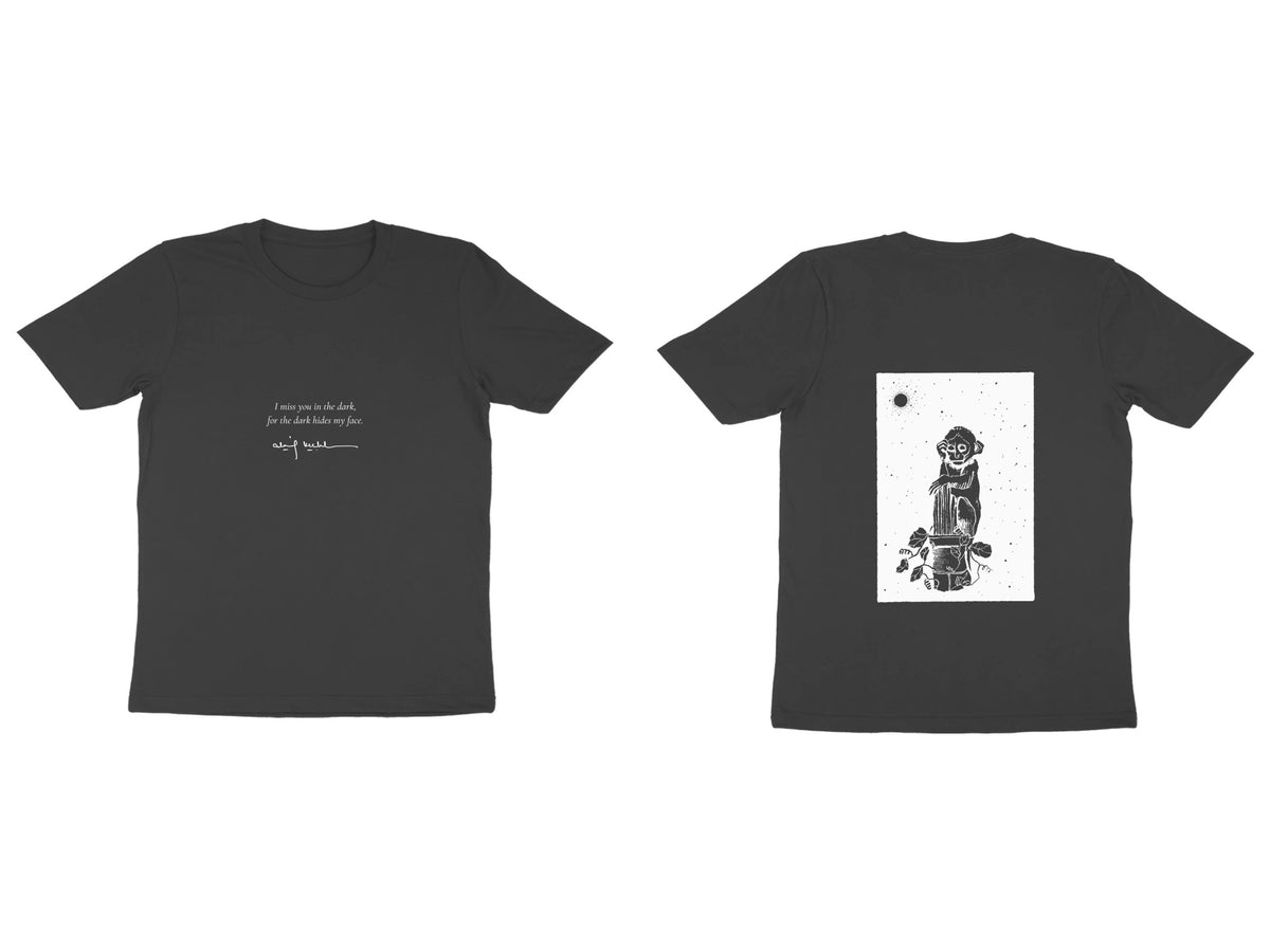 Night Figure Tee – Poem front, sketch back – Black (front and back)