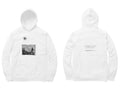 Sea Stairs Hoodie – Sketch front, poem back – White (front and back)