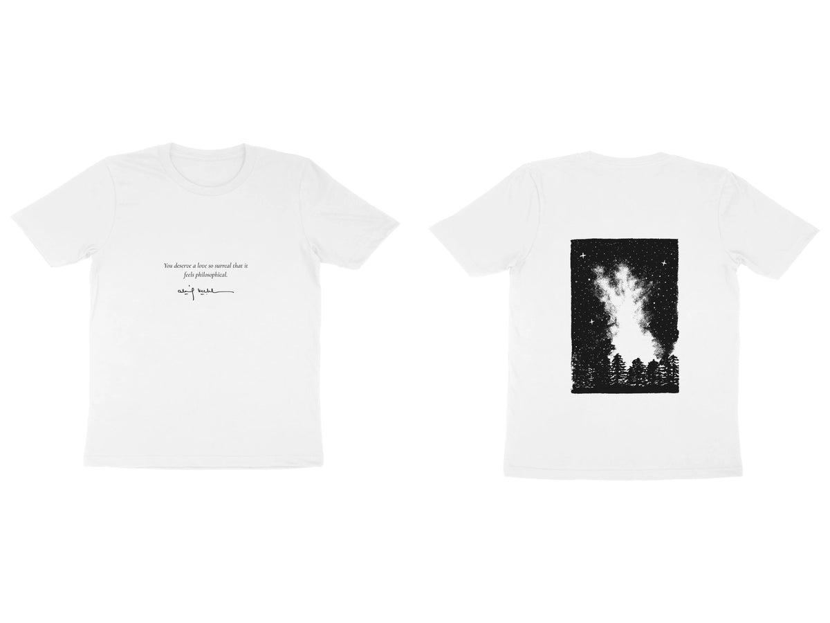 Starfield Tee – Poem front, sketch back – White (front and back)