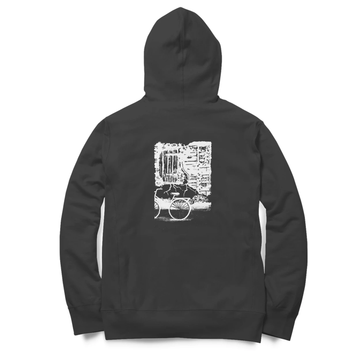 Window & Cart Hoodie (Black, Quote front / sketch back)